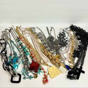 Mixed Jewelry Lot Necklaces Earrings & Bracelets 3.24 lbs Fashion Bag or Resale